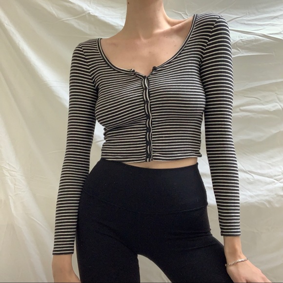 American Apparel Button Up Stripe Long Sleeve - Picture 3 of 8